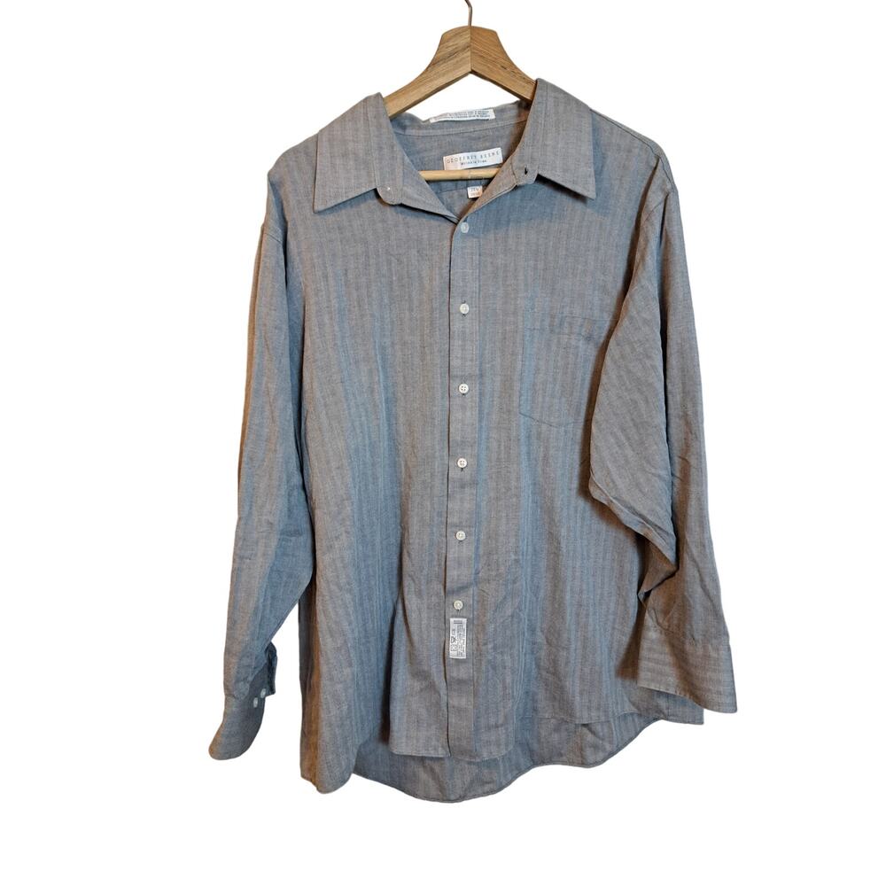 Geoffrey Beene Wrinkle Free Shirt Mens Size 17.5 32/33 Gray Button Up Business